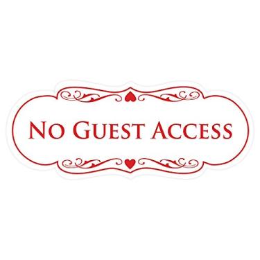 Imagem de All Quality Placa de acesso de designer sem convidado - plástico durável e fácil instalação | Ideal para restaurantes, bares, hotéis e Airbnb - Branco/Vermelho - Médio (1 pacote)