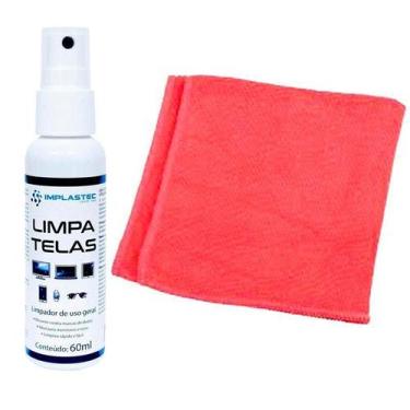 Imagem de Kit Limpa Telas Clean 60Ml Com Pano Microfibra Vermelho - Implastec