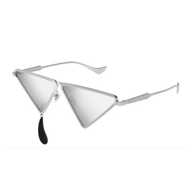 Imagem de Gucci GG1252S Runway Tear Pendurado Óculos de Sol Quadrados + Pacote com Kit de Óculos de Luxo eShades, 60mm, Prata