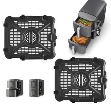 Imagem de GWBSXM Acessórios de fritadeira a ar para Ninja SL401 DoubleStack XL 2 cestos, 2 peças de reposição para fritadeira a ar, bandeja de grelha com amortecedores de borracha, lavável na lava-louças