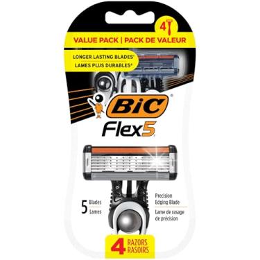 Imagem de BIC Flex 5 Descartável masculino com 5 lâminas de barbear, lâminas flexíveis de maior duração e lâmina de afiação de precisão, pacote com 4