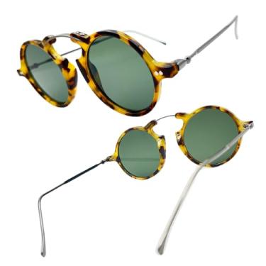 Imagem de Óculos de Sol Redondo Contemporâneo Casual Unissex Joachim Heat Moda Europa, Proteção UV400 (Turtle Green - Cor 7)