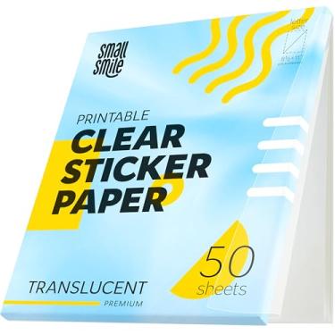 Imagem de Papel adesivo 95% transparente para impressora a jato de tinta e laser – 50 folhas, papel adesivo transparente de 8,5 x 11, vinil imprimível, etiquetas transparentes à prova d'água para adesivos e