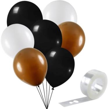 Imagem de Balão Bexiga Látex 9 Pol - 75 Unds, Branco, Marrom, Preto + Tira Arco Desconstruído 5 Metros - Balão de Aniversário