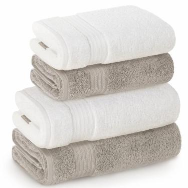 Imagem de Jogo de Toalhas de Banho Gigante com 04 Peças Magna Lunar e Branco - Karsten