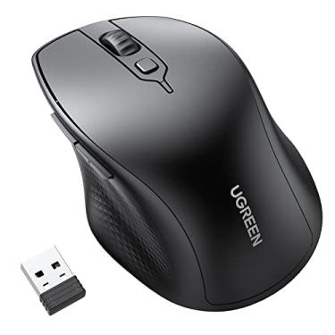 Imagem de UGREEN Mouse sem fio, mouse ergonômico Bluetooth 5.0 para laptop, mouse sem fio 2.4G com receptor USB, 1000/1600/2000/4000 DPI, mouse silencioso de 5 botões para MacBook, PC, desktop, Chromebo