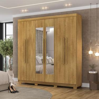 Imagem de Guarda Roupa Casal Doral 6 Portas de Bater 2 com Espelhos 2 Gavetas Nature G98 - Gran Belo