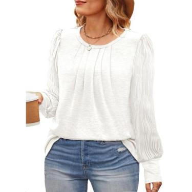 Imagem de Blusa Eytino Plus Size para mulheres, manga comprida, branca 2X