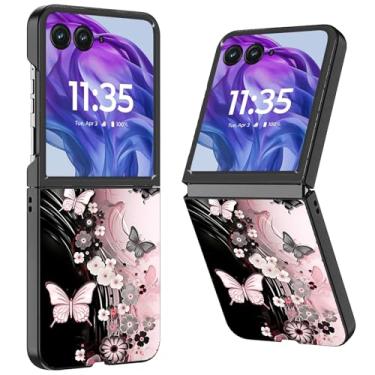 Imagem de WZCJDHMJ Capa para Motorola Razr Plus 2025/2024, fina, fina, rígida, antiarranhões, capa de telefone à prova de choque para Moto Razr 50 Ultra, borboletas dançantes