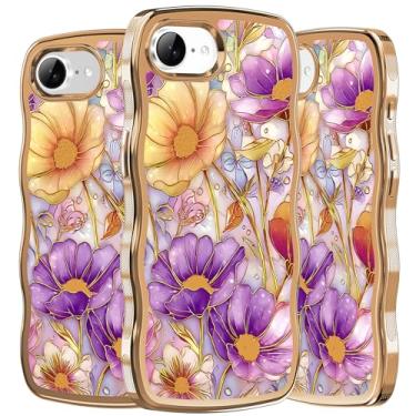 Imagem de PIXIU Capa para iPhone 16E antiarranhões com protetor de lente de câmera [compatível com MagSafe], [proteção contra quedas de grau militar] linda onda 3D moderna design floral capa de telefone para