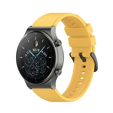 Imagem de IENYU Pulseira de relógio inteligente de 22 mm para Huawei GT 2 Pro pulseiras de silicone para pulseira Xiaomi GTR 47mm GTR2 2e (cor: amarelo vigor, tamanho: 22mm universal)