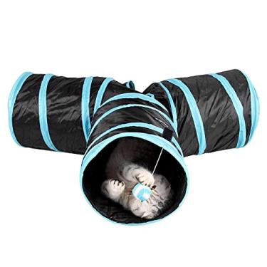 Imagem de Túnel de Gato 3 Vias Indoor Colapsível Brincadeira para Pet com Brinquedo Papel Chocalho Olho Peephole Brinquedos Pets Gatos Filhotes Cachorro Coelhos