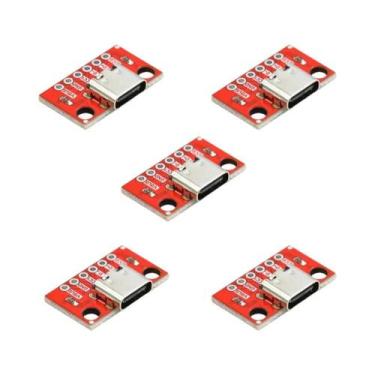 Imagem de Placa Adaptadora USB Tipo C Fêmea 3.1 Serial Vermelha Com Conector De 