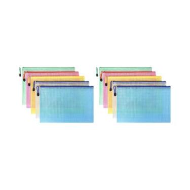 Imagem de Pasta De Armazenamento De Papelaria A4 A5 A6, Bolsa De Malha Com Zíper