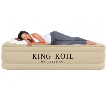 Imagem de Colchão Inflável de Luxo Twin Size com Bomba Embutida - Ideal para Acampamentos e Visitas, Confortável e Prático,King Koil
