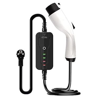 Imagem de Nível 2 Carregador EV 110-240V Carregador Portátil de Veículo Elétrico 8A/10A/13A/16A Ajustável para J1772 Evs Home EV Estação de Carregamento IP65 Impermeável, Branco, 20 m/65,6 pés