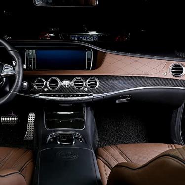 Imagem de Acabamento de instrumento de painel de controle central de fibra de carbono real compatível com Mercedes Benz S Class W222 S320 S500 S63 S65 AMG S450L S560e S600L Acessório (acabamento de instrumento, 2 peças)