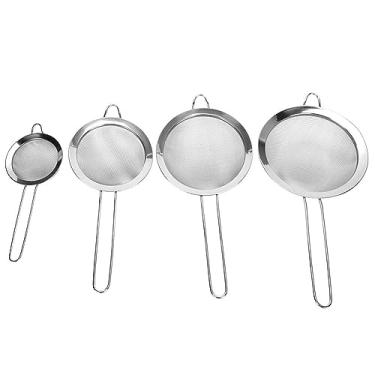 Imagem de 4 pçs/conjunto de filtros de aço inoxidável, funis de mão, filtro de óleo de malha fina, peneira de farinha, peneira, material de cozinha
