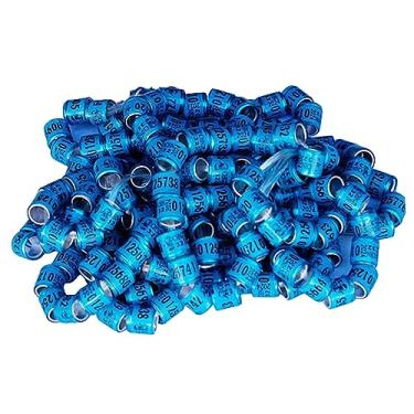 Imagem de Fenteer 100x faixas de pé pomba anéis de perna de pombo 2024 pássaro leve identificação numerada 8mm para bantam finch pequenas aves pato lovebird, Azul