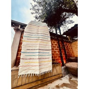 Imagem de Tapete Médio Felpudo Careca Artesanal 0,80x1,50 Listrado Capri Colorido