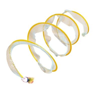 Imagem de Baoblaze Brinquedo interativo gato túnel brinquedo gato pista brinquedos para animais de estimação para gatos internos coelho jogar gatinho, Verifique o pano azul
