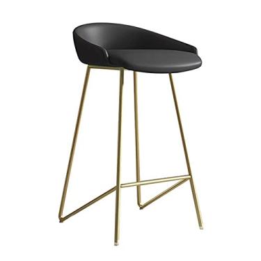Imagem de Bancos de bar casa restaurante cadeira alta de metal moderna minimalista cadeira de bar cafeteria banqueta de bar cadeira de bar banquetas de balcão (H 25,6 polegadas) cadeiras de bar (cor: preto 1)