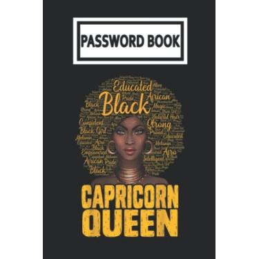 Imagem de Password Book: Capricorn Queen Black Afro Words Educated Woman African American Girl Password Organizer with Alphabetical Tabs. Internet Login, Web ... Keeper Journal Logbook for Home or Office
