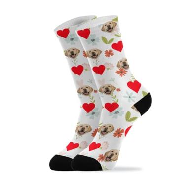 Imagem de junzan Meias personalizadas com foto de rosto presente personalizado padrão floral vetor meias personalizadas para mulheres meias personalizadas, Vetor de padrão floral, One Size
