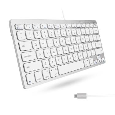 Imagem de Teclado Macally USB C, Pequeno, Compacto, Com Fio. Plug & Play, para Mac Mini, MacBook Pro/Air, iMac, iPad, Windows, Chromebook, Prata