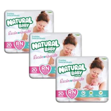 Imagem de Kit 3 Fraldas Natural Baby Premium Rn