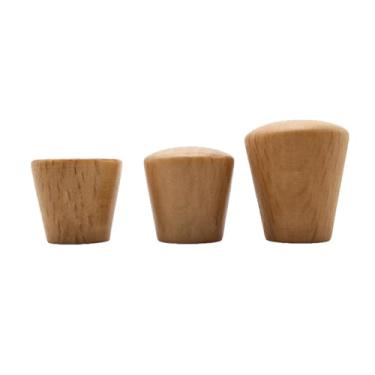 Imagem de Armários 6pcs puxadores de guarda-roupa cônicos alças gaveta de porta puxa único furo redondo cozinha alças móveis botões ferragem, carvalho, madeira, 22x22mm