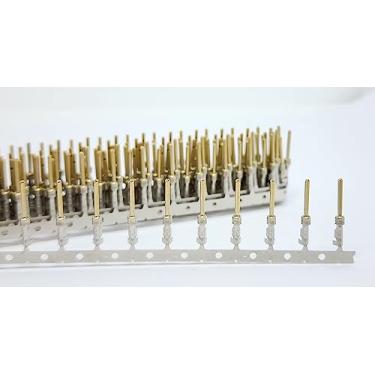 Imagem de PC Accessories - Conectores Pro D-Sub 2 mm pinos de crimpagem macho, 200 pinos banhados a ouro/estanho para D-Sub - DB9, DB25, DB37, DB15, DB50 conectores de crimpagem