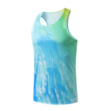 Imagem de Camiseta regata masculina Active Vest Body Building Secagem Rápida Emagrecimento Treino Muscular Compressão, Azul, P