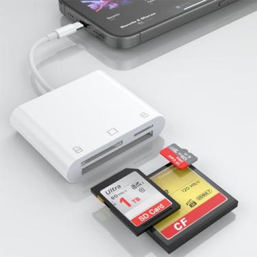 Imagem de Leitor de cartão SD 3 em 1 para iPhone iPad, leitor de cartão de memória OTG adaptador de cartão de memória para câmera de trilha, câmeras DSLR Dash, para MicroSDXC, MicroSDHC, TF, SDXC, SDHC, SD,