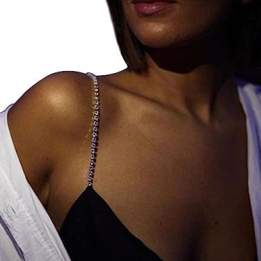 Imagem de 1 par de corrente de sutiã de alça de ombro de cristal brilhante para mulheres nupcial casamento strass lingerie alça de ombro corrente acessórios de vestido joias