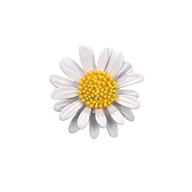 Imagem de Broche de flor de margarida fofo, broche de lapela de terno de girassol de planta, broche de decote de vestido de flor de sol amarelo branco para mulheres, meninas, homens presentes, Liga de aço, Liga