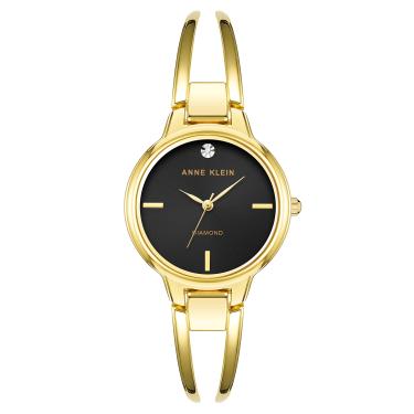 Imagem de Anne Klein Relógio social feminino de quartzo japonês com pulseira de metal, dourado, 14 (modelo: AK/2626BKGB)