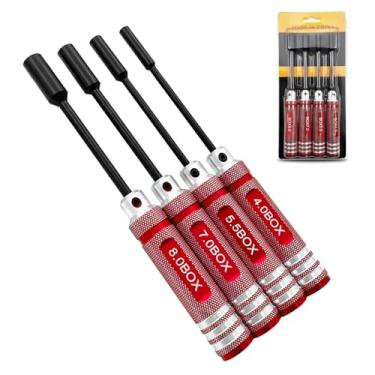 Imagem de Ismosm Conjunto de 4 peças de chaves de porca, conjunto de ferramentas de controle remoto, chave de porca sextavada para veículos RC, helicópteros, drones, câmeras e eletrodomésticos, reparo de 4 mm,