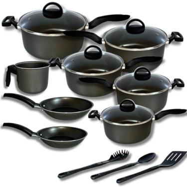 Imagem de Jogo De Panelas Marcolar 11 Peças Antiaderente Com Espátulas (Grafite)