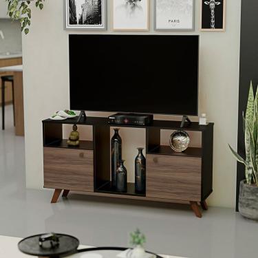 Imagem de Rack para Tv até 50 Polegadas 2 Portas e Pés Retrô Marrom