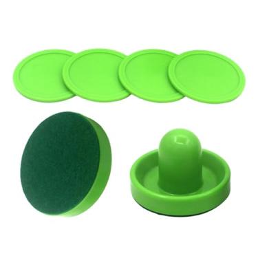 Imagem de Colaxi Empurradores de air hockey e discos de air hockey, empurradores de objetivo, acessórios de substituição de feltro para equipamentos de mesas de air, 2 empurradores verdes