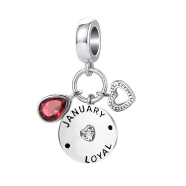 Imagem de MZC Jewelry Pulseira Pandora com pingente de coração de pedra do mês de nascimento em forma de gota para mulheres e mães, Cobre