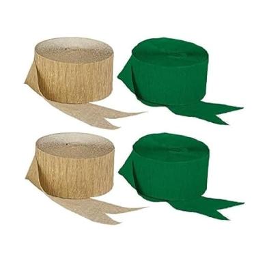 Imagem de Green and Dark Metallic Gold Crepe Paper Streamers (2 Rolls Each Colour) MADE IN USA
