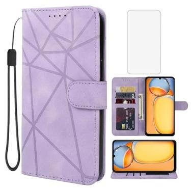 Imagem de Wanyuexes Capa para Redmi 13C 4G, Capa carteira Redmi 13C 5G/Poco C65/Poco M6 5G com protetor de tela de vidro temperado, capa flip de couro com suporte para cartão de crédito para Xiaomi Redmi 13C