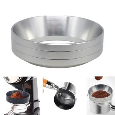 Imagem de Funil magnético de dosagem de café expresso de 51 mm Anel de dosagem de café de alumínio leve compatível com filtro portátil de 51 mm (prateado, 51 mm)