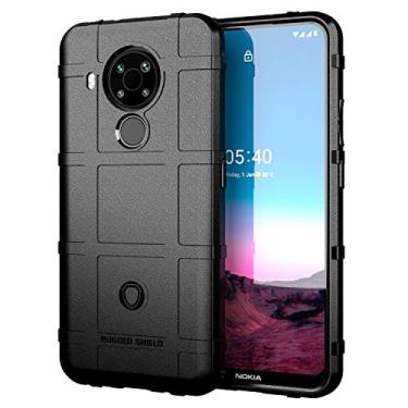 Imagem de Capa para celular Nokia 5.4, SZYZ Capa de telefone fina com proteção resistente à prova de choque militar antiqueda e proteção de lente de câmera rígida durável para Nokia 5.4 HD preta