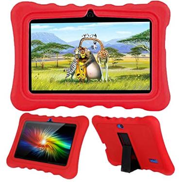 Imagem de AIJAKO Capa de silicone de 7 polegadas para tablet infantil Haehne/Dragon Touch Y88X Plus/Y88X Pro/YUNTAB Q88/ZONKO/Contixo/Tagital T7K/iRULU X37/SIXGO/Pritom (vermelho)