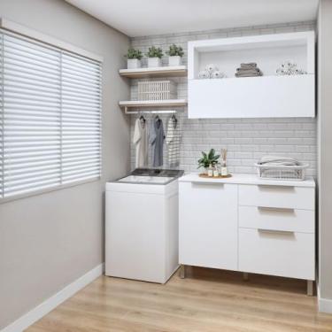 Imagem de Conjunto Balcão com Armário Aéreo Tex 103 para Área de Serviço Branco