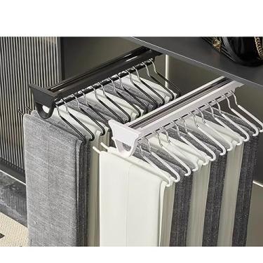 Imagem de Haste de armário extensível resistente, haste de pendurar para roupas, ajustável de 41 a 51 cm, trilho de roupas de guarda-roupa, varão de pendurar para calças, economia de espaço de baixo ruído,