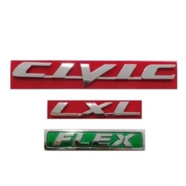 Imagem de kit três peças emblema letreiro Civic mais lxl mais flex ano modelo 20